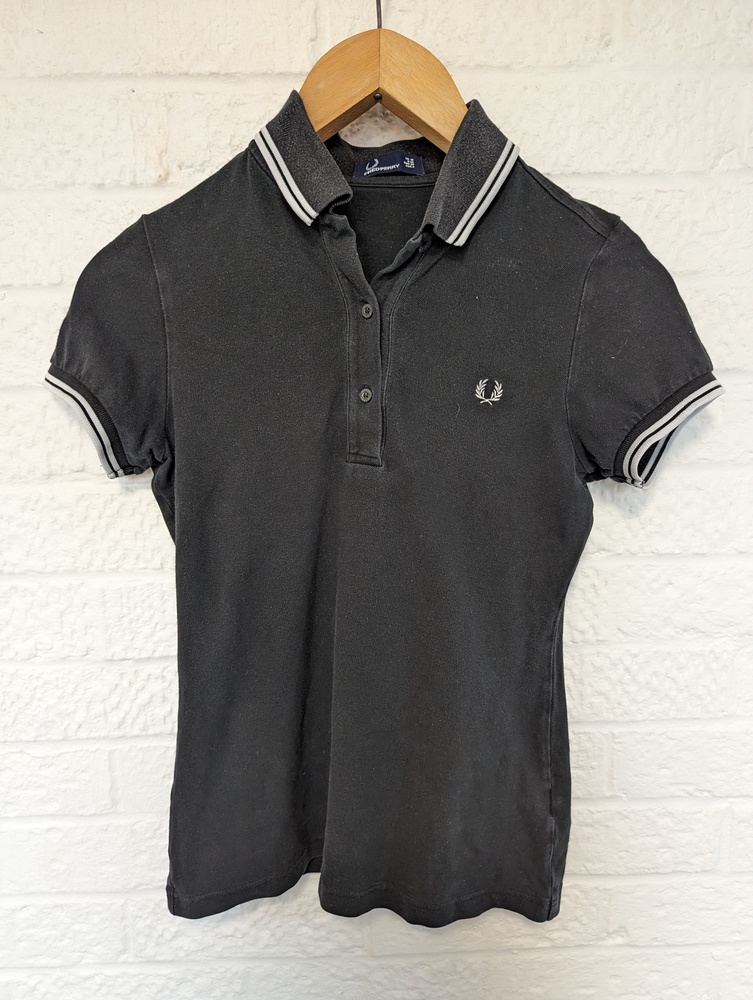 Fred Perry Polo Shirt - Size 10 - Black & White - Pique Cotton - P2P 16" - Picture 5 of 7